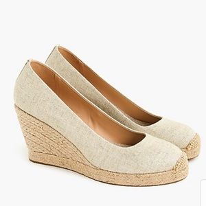 Jcrew espadrille wedge, metallic canvas, size 6.5